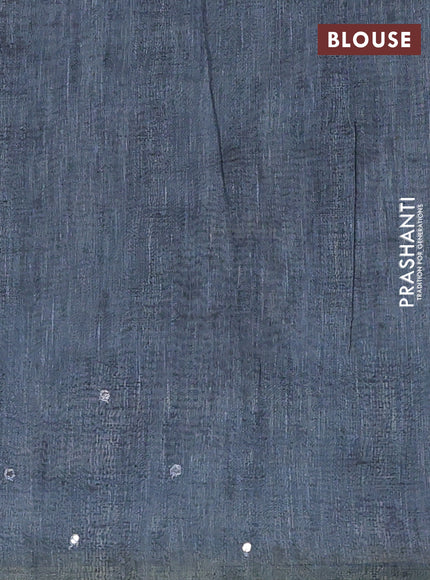 Grey Semi Linen Saree - Madhubani Prints