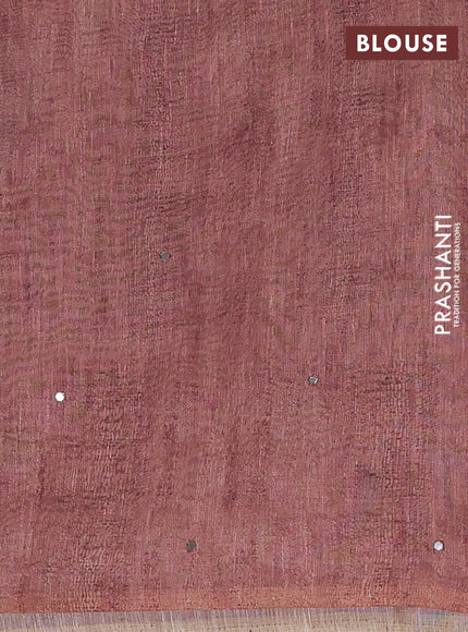 Pastel Brown Semi Linen Saree - Madhubani Prints