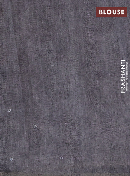 Grey Semi Linen Saree - Madhubani Prints