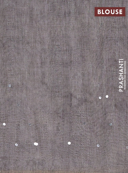 Grey Semi Linen Saree - Madhubani Prints