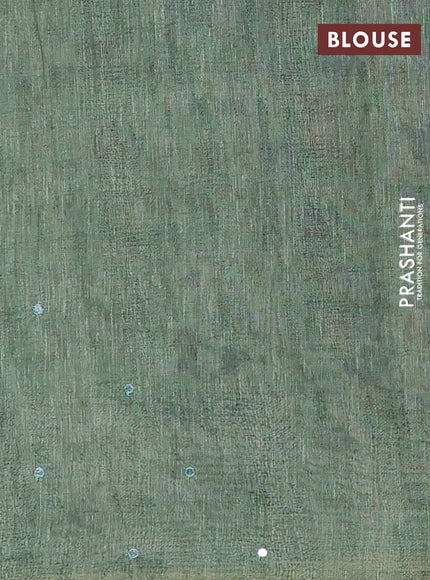 Green Semi Linen Saree - Madhubani Prints
