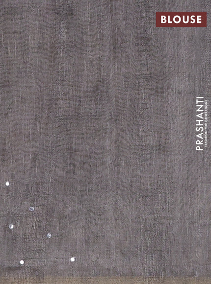 Grey Semi Linen Saree - Madhubani Prints