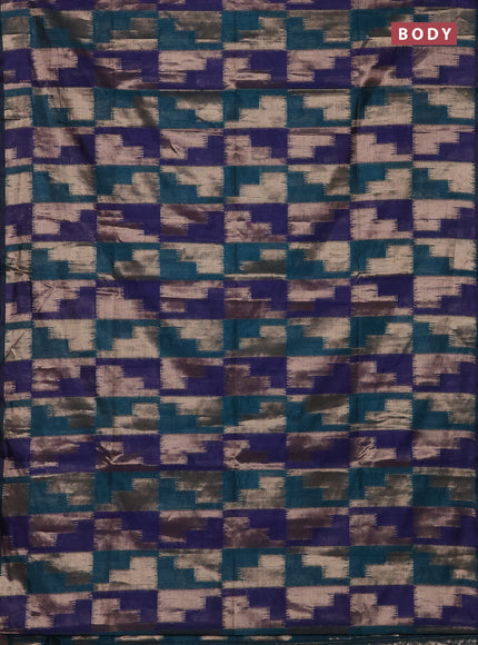 Navy Blue & Peacock Green Semi Dupion Saree