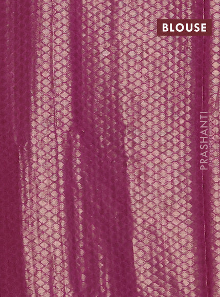 Green & Magenta Pink Semi Dupion Saree