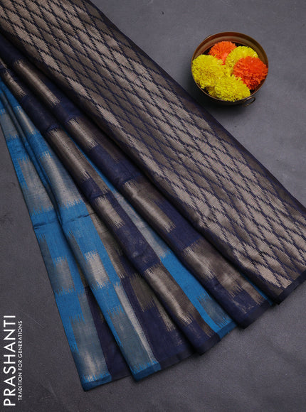 Cs Blue & Navy Blue Semi Dupion Saree