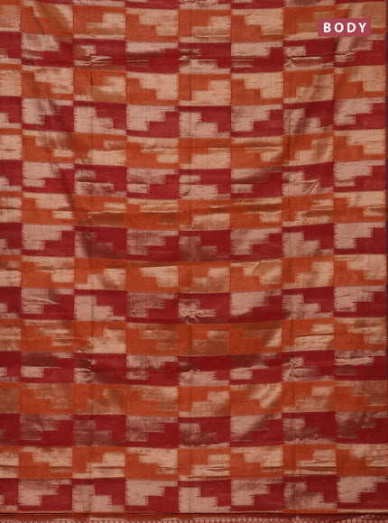 Orange & Maroon Semi Dupion Saree