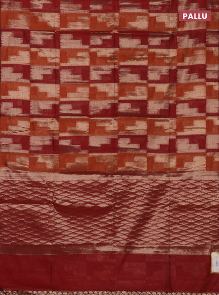 Orange & Maroon Semi Dupion Saree