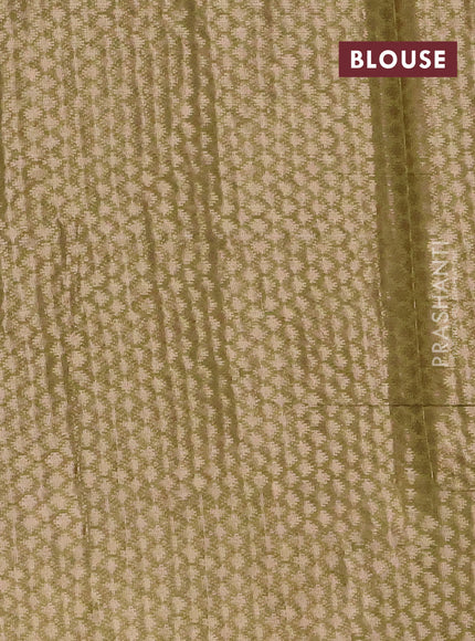 Mustard Yellow & Green Semi Dupion Saree