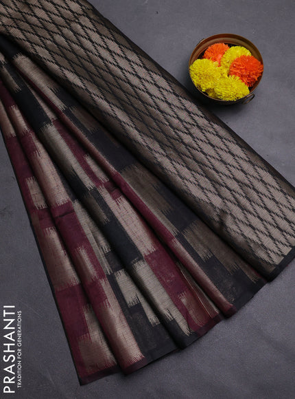 Wine & Black Semi Dupion Saree