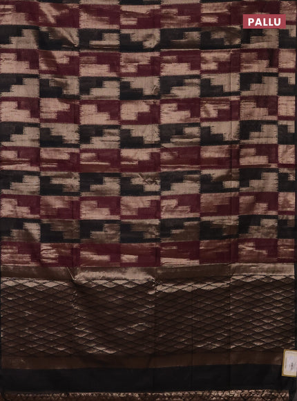 Wine & Black Semi Dupion Saree