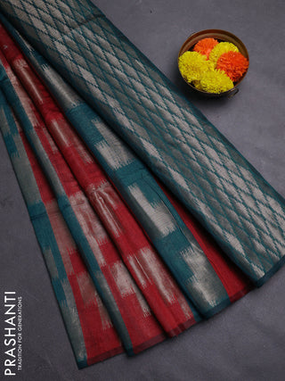 Maroon & Peacock Green Semi Dupion Saree