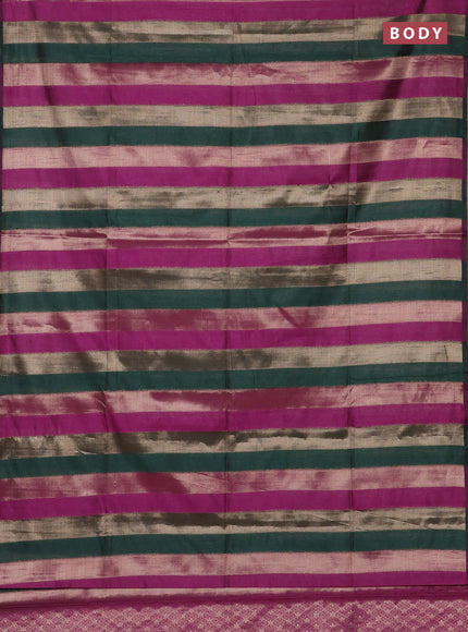 Green & Magenta Pink Semi Dupion Saree
