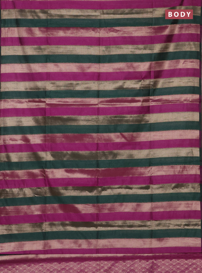 Green & Magenta Pink Semi Dupion Saree