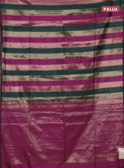 Green & Magenta Pink Semi Dupion Saree