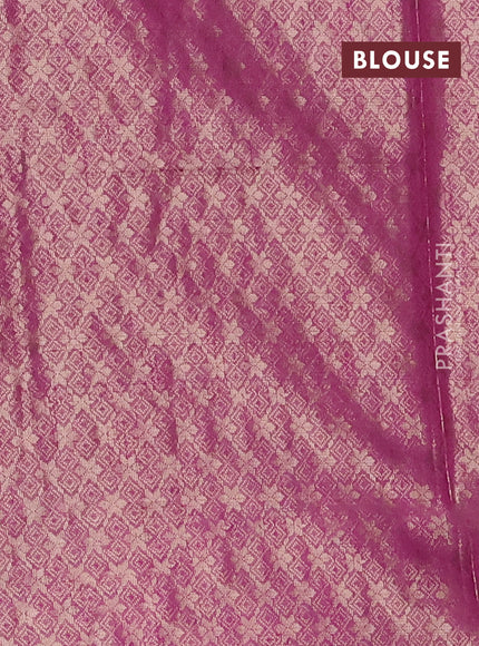Green & Magenta Pink Semi Dupion Saree
