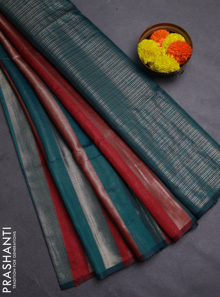 Maroon & Peacock Green Semi Dupion Saree