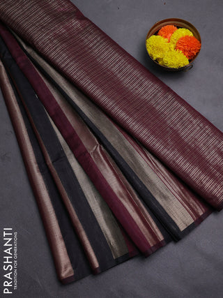 Wine & Black Semi Dupion Saree