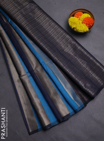 Cs Blue & Navy Blue Semi Dupion Saree