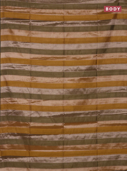 Mustard Yellow & Mehendi Green Semi Dupion Saree