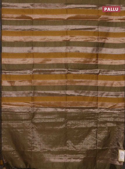 Mustard Yellow & Mehendi Green Semi Dupion Saree
