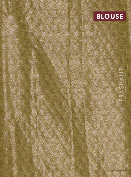 Mustard Yellow & Mehendi Green Semi Dupion Saree