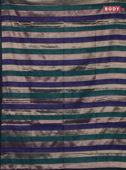 Navy Blue & Peacock Green Semi Dupion Saree