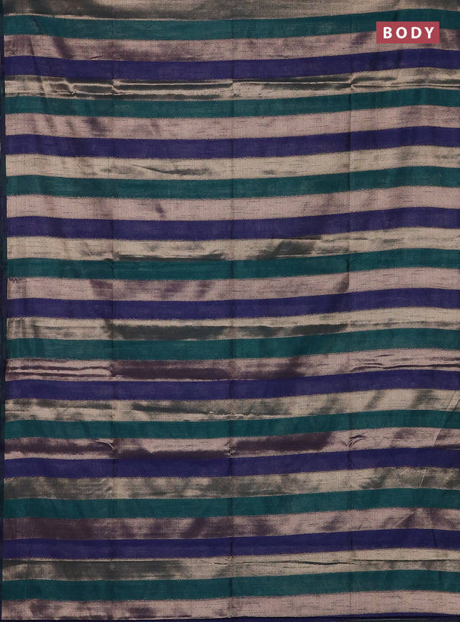 Navy Blue & Peacock Green Semi Dupion Saree