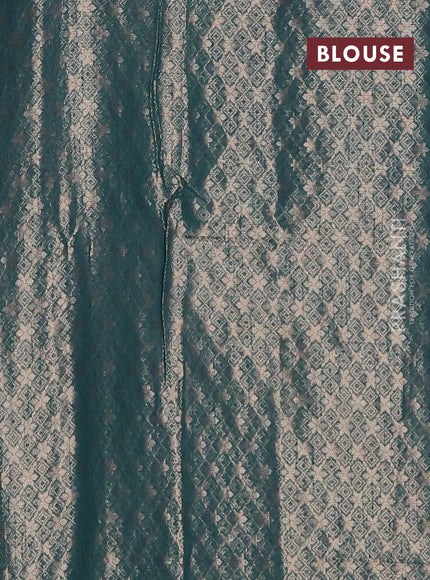 Navy Blue & Peacock Green Semi Dupion Saree