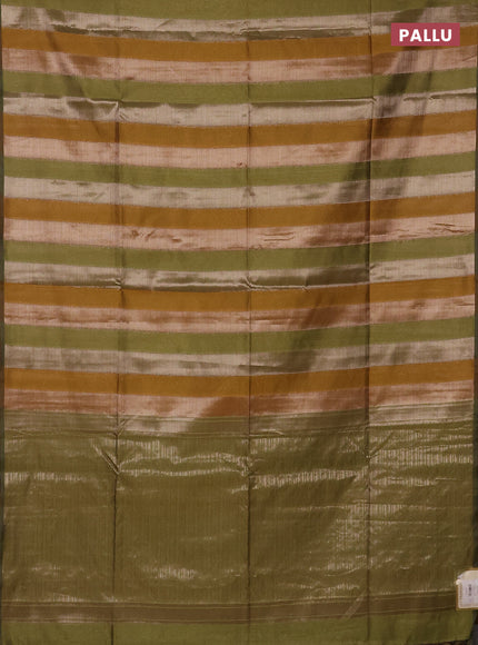 Mustard Yellow & Green Semi Dupion Saree
