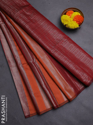 Orange & Maroon Semi Dupion Saree