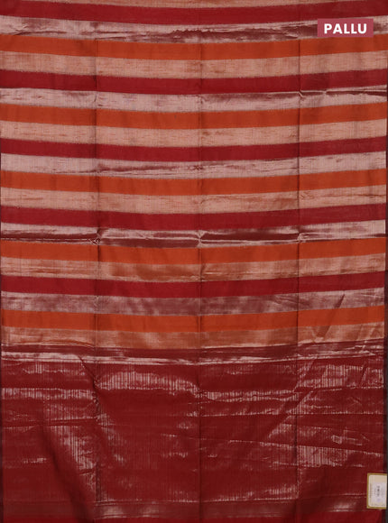 Orange & Maroon Semi Dupion Saree