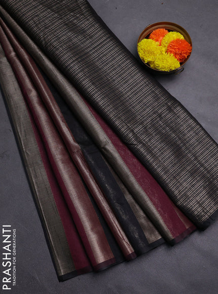Wine & Black Semi Dupion Saree