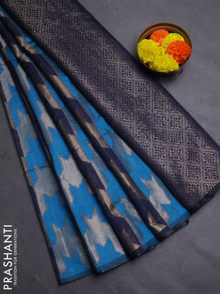Cs Blue & Navy Blue Semi Dupion Saree