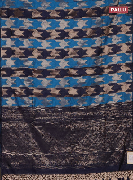 Cs Blue & Navy Blue Semi Dupion Saree