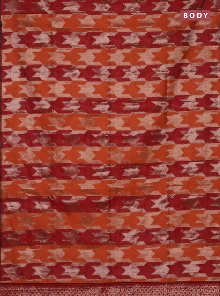 Orange & Maroon Semi Dupion Saree