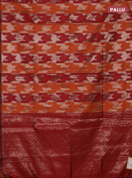 Orange & Maroon Semi Dupion Saree