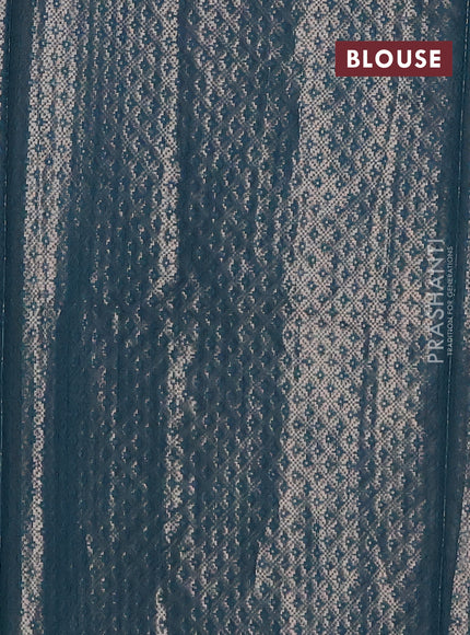 Navy Blue & Peacock Green Semi Dupion Saree