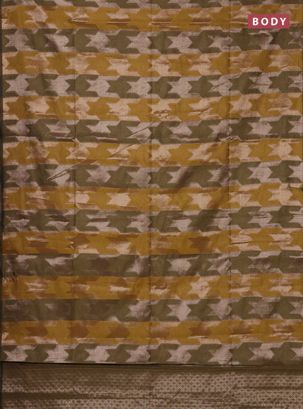 Mustard Yellow & Mehendi Green Semi Dupion Saree