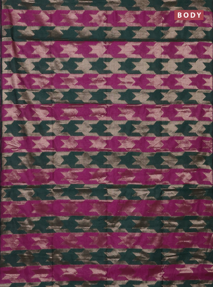 Green & Magenta Pink Semi Dupion Saree