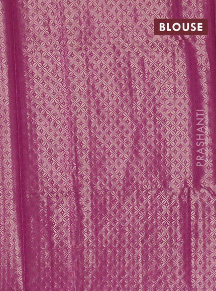 Green & Magenta Pink Semi Dupion Saree