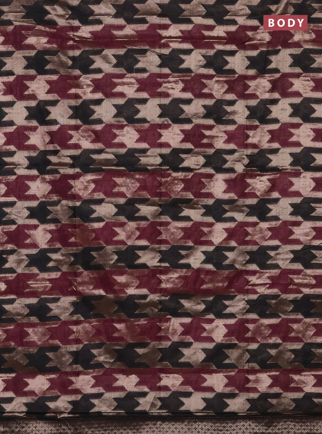 Wine & Black Semi Dupion Saree