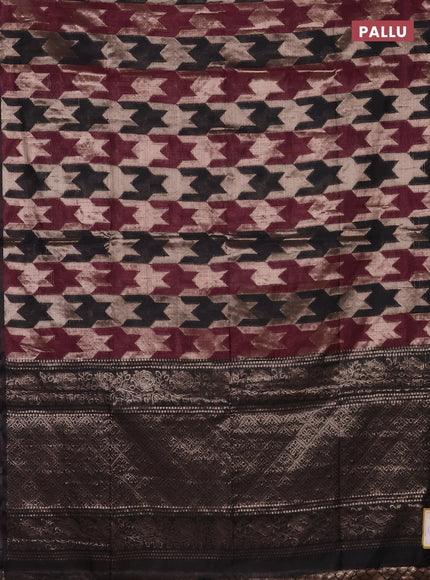 Wine & Black Semi Dupion Saree
