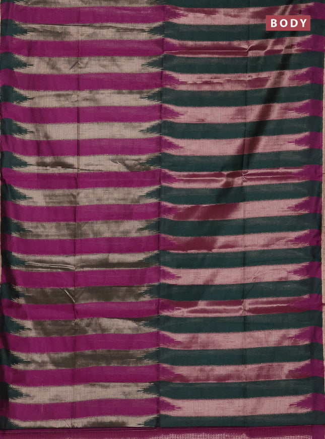 Green & Magenta Pink Semi Dupion Saree