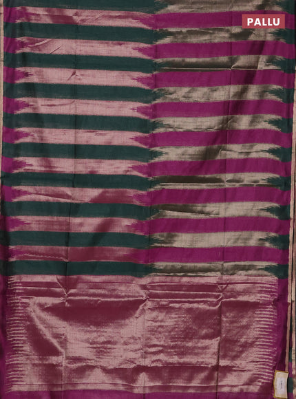 Green & Magenta Pink Semi Dupion Saree