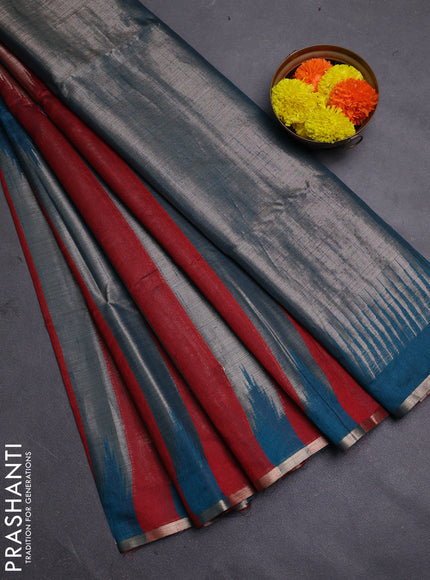 Maroon & Peacock Green Semi Dupion Saree
