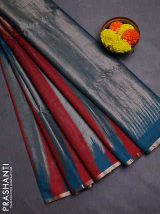 Maroon & Peacock Green Semi Dupion Saree
