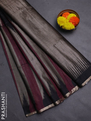 Wine & Black Semi Dupion Saree
