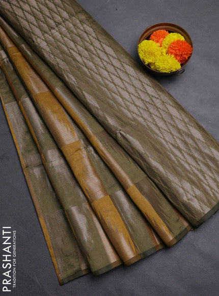 Mustard Yellow & Mehendi Green Semi Dupion Saree