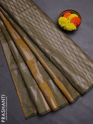 Mustard Yellow & Mehendi Green Semi Dupion Saree
