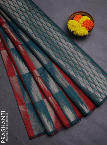 Maroon & Peacock Green Semi Dupion Saree